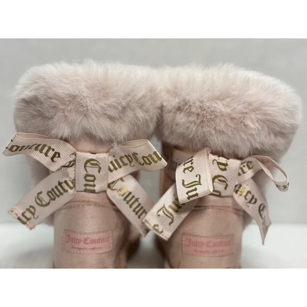 Juicy Couture Kids King Faux Fur Boots Pink Bow Winter Boots Size 1